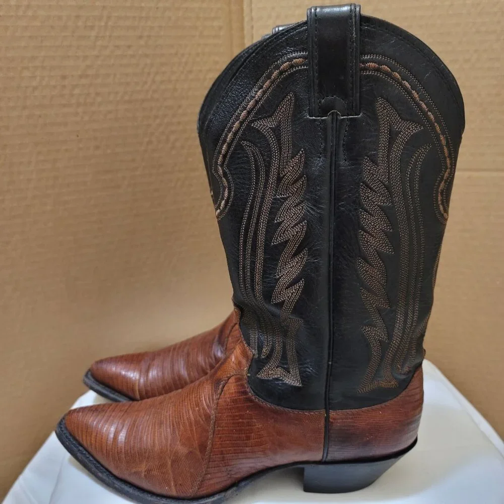 Justin Authentic,  Lizard Leather Women's Cowboy Boots, size 8 - Picture 5 of 9